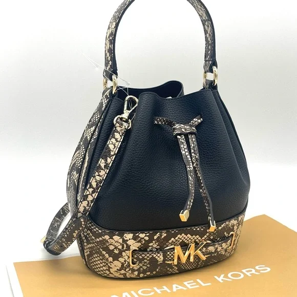 Michael Kors Reed Medium Belted Bucket Messenger Crossbody Bag